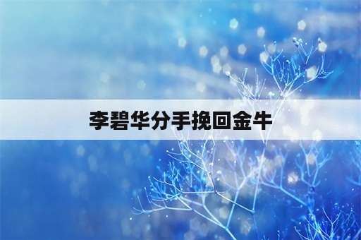 李碧华分手挽回金牛