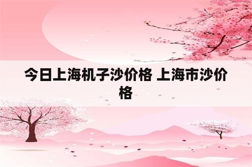 今日上海机子沙价格 上海市沙价格