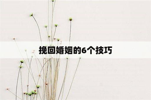 挽回婚姻的6个技巧