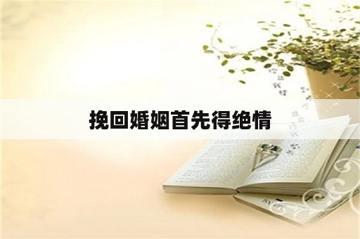 挽回婚姻首先得绝情