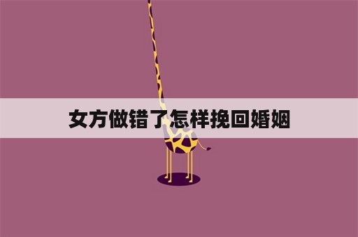 女方做错了怎样挽回婚姻