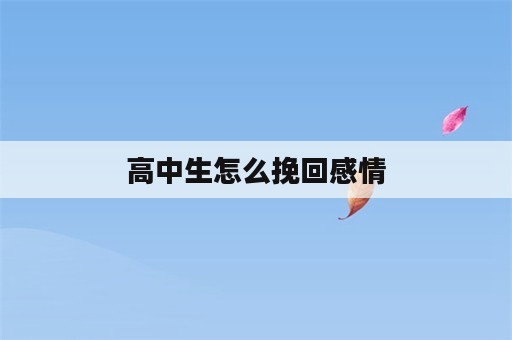 高中生怎么挽回感情