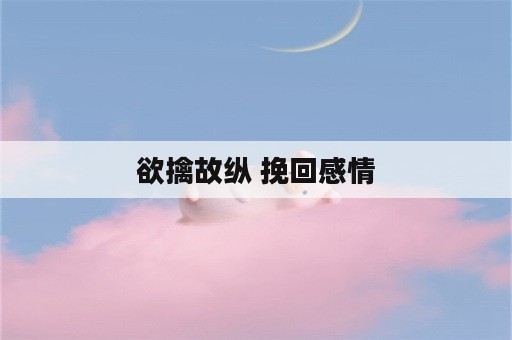 欲擒故纵 挽回感情