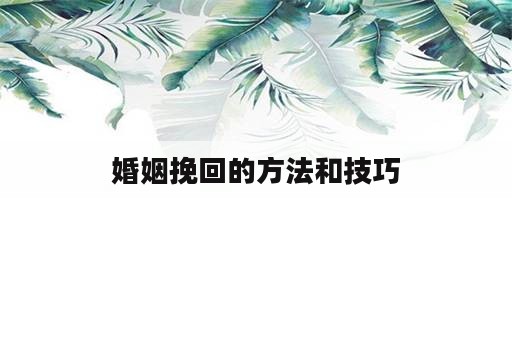 婚姻挽回的方法和技巧