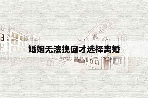 婚姻无法挽回才选择离婚