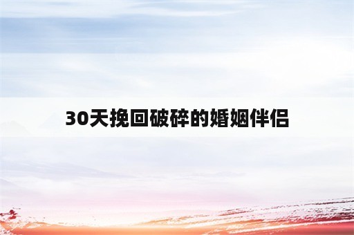 30天挽回破碎的婚姻伴侣