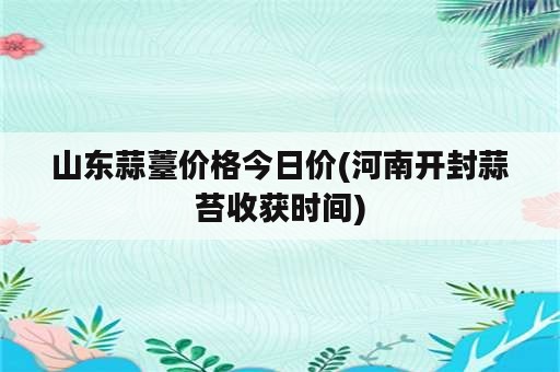 山东蒜薹价格今日价(河南开封蒜苔收获时间)