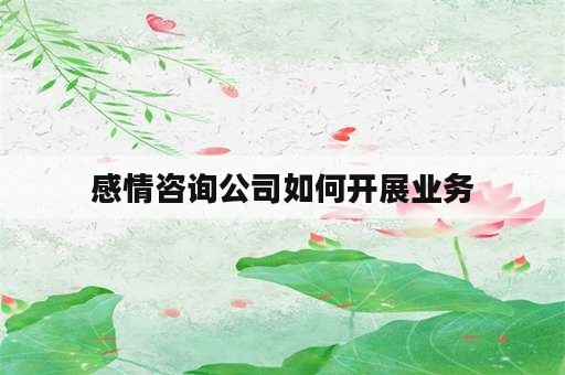 感情咨询公司如何开展业务