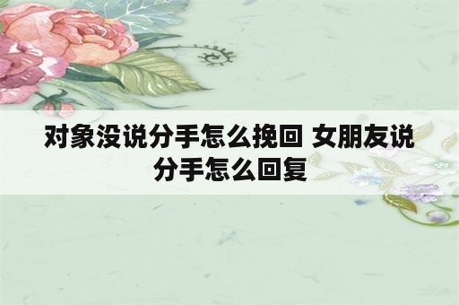 对象没说分手怎么挽回 女朋友说分手怎么回复