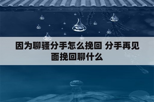 因为聊骚分手怎么挽回 分手再见面挽回聊什么