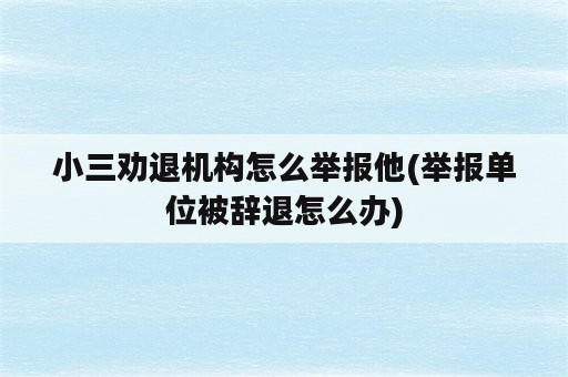 小三劝退机构怎么举报他(举报单位被辞退怎么办)