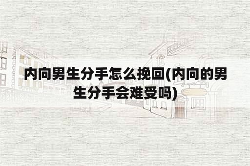 内向男生分手怎么挽回(内向的男生分手会难受吗)