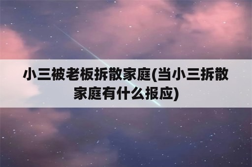 小三被老板拆散家庭(当小三拆散家庭有什么报应)