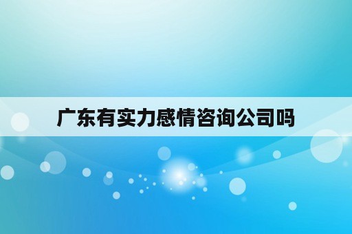 广东有实力感情咨询公司吗