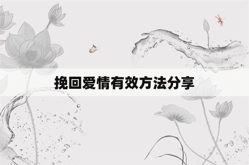 挽回爱情有效方法分享