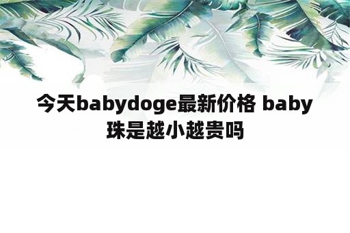 今天babydoge最新价格 baby珠是越小越贵吗