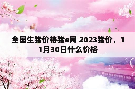 全国生猪价格猪e网 2023猪价，11月30日什么价格