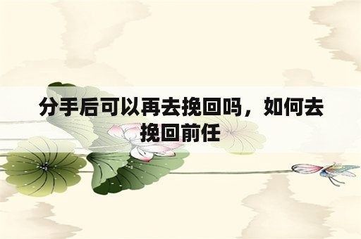 分手后可以再去挽回吗，如何去挽回前任