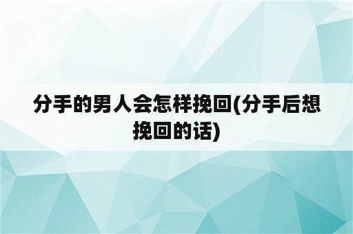 分手的男人会怎样挽回(分手后想挽回的话)