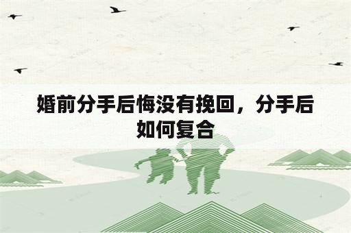 婚前分手后悔没有挽回，分手后如何复合