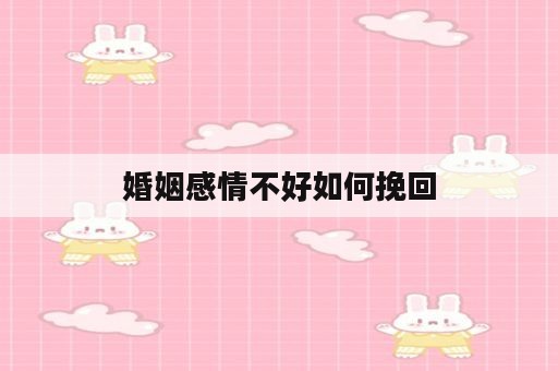 婚姻感情不好如何挽回