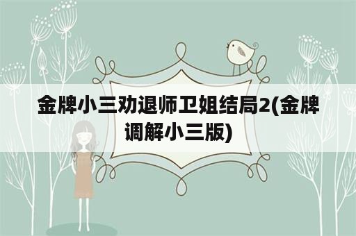 金牌小三劝退师卫姐结局2(金牌调解小三版)