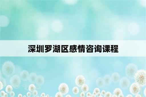 深圳罗湖区感情咨询课程