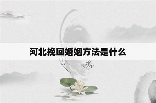 河北挽回婚姻方法是什么