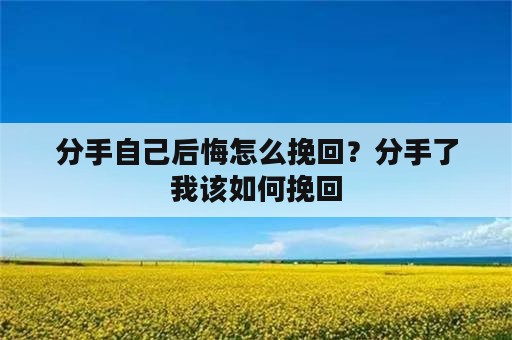 分手自己后悔怎么挽回？分手了我该如何挽回