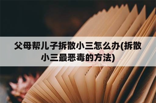 父母帮儿子拆散小三怎么办(拆散小三最恶毒的方法)