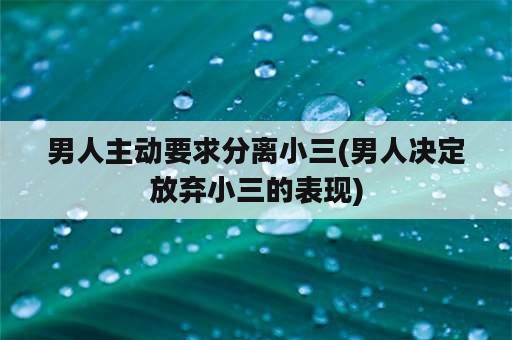 男人主动要求分离小三(男人决定放弃小三的表现)