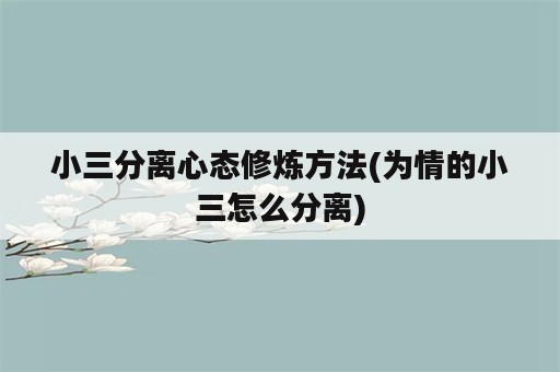 小三分离心态修炼方法(为情的小三怎么分离)