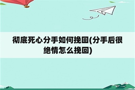 彻底死心分手如何挽回(分手后很绝情怎么挽回)