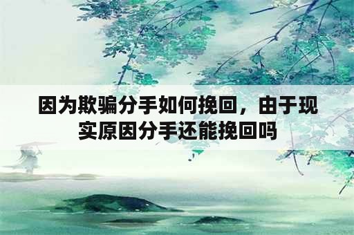 因为欺骗分手如何挽回，由于现实原因分手还能挽回吗