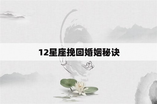 12星座挽回婚姻秘诀