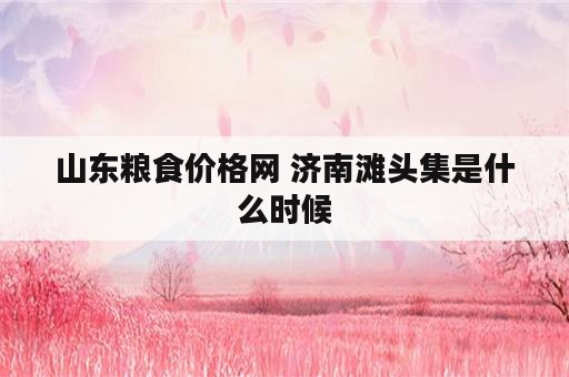 山东粮食价格网 济南滩头集是什么时候