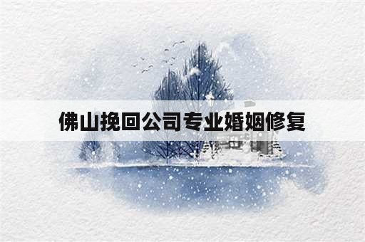 佛山挽回公司专业婚姻修复