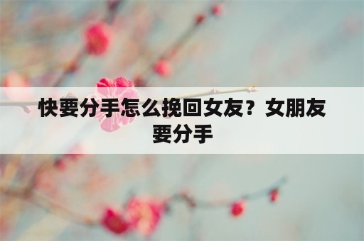 快要分手怎么挽回女友？女朋友要分手