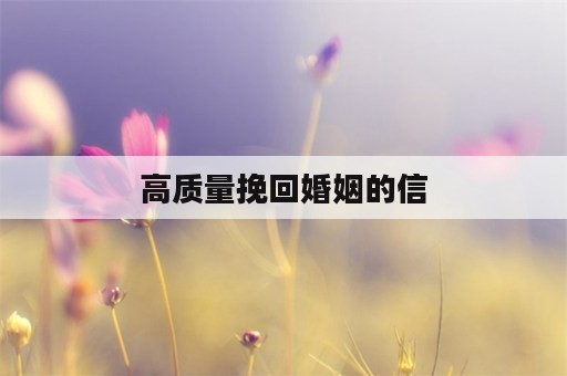 高质量挽回婚姻的信