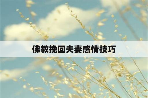 佛教挽回夫妻感情技巧