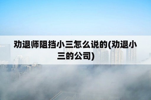 劝退师阻挡小三怎么说的(劝退小三的公司)