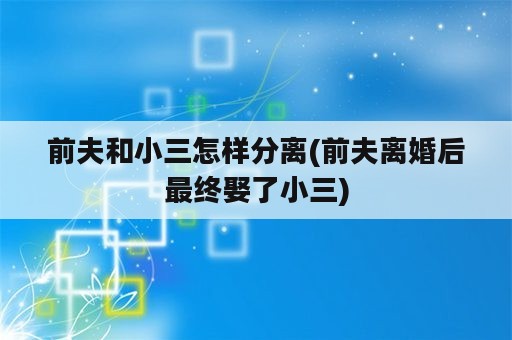 前夫和小三怎样分离(前夫离婚后最终娶了小三)