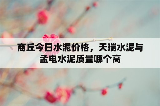 商丘今日水泥价格，天瑞水泥与孟电水泥质量哪个高