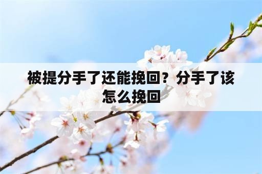 被提分手了还能挽回？分手了该怎么挽回