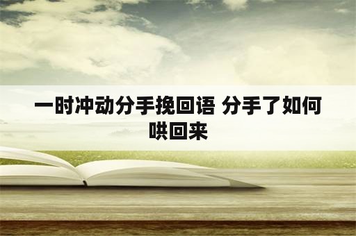 一时冲动分手挽回语 分手了如何哄回来