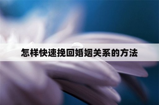 怎样快速挽回婚姻关系的方法