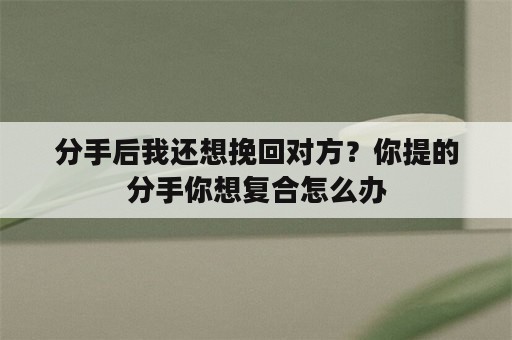 分手后我还想挽回对方？你提的分手你想复合怎么办