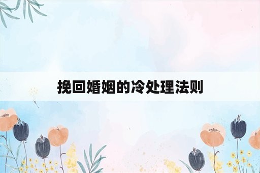 挽回婚姻的冷处理法则