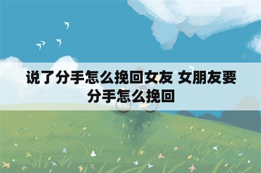 说了分手怎么挽回女友 女朋友要分手怎么挽回