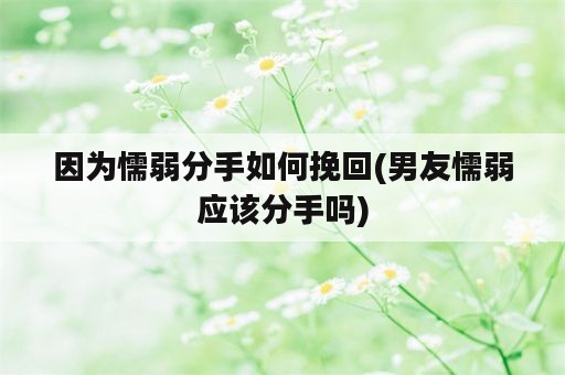 因为懦弱分手如何挽回(男友懦弱应该分手吗)